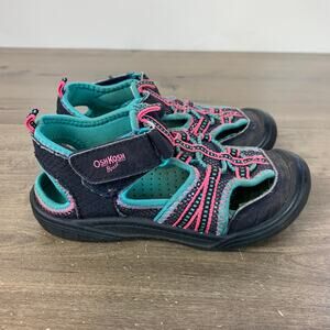 OshKosh B'Gosh Jax Girls Bumptoe Sandals Size 10 Toddler Black Turquoise Pink